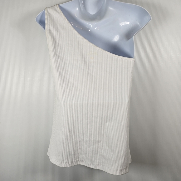 NWT Lilly Pulitzer Gael Knit White Ribbed One Shoulder Top Size XL Chic Elegant - Picture 2 of 7
